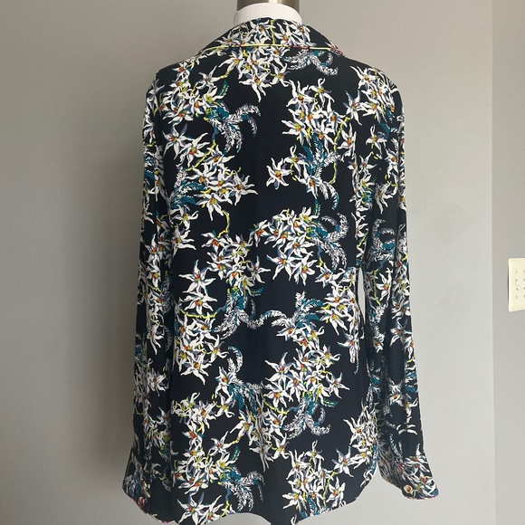 Cinq a Sept Juliet Floral Print Silk Button Front Pajama Style Casual Blouse Top - Picture 7 of 14